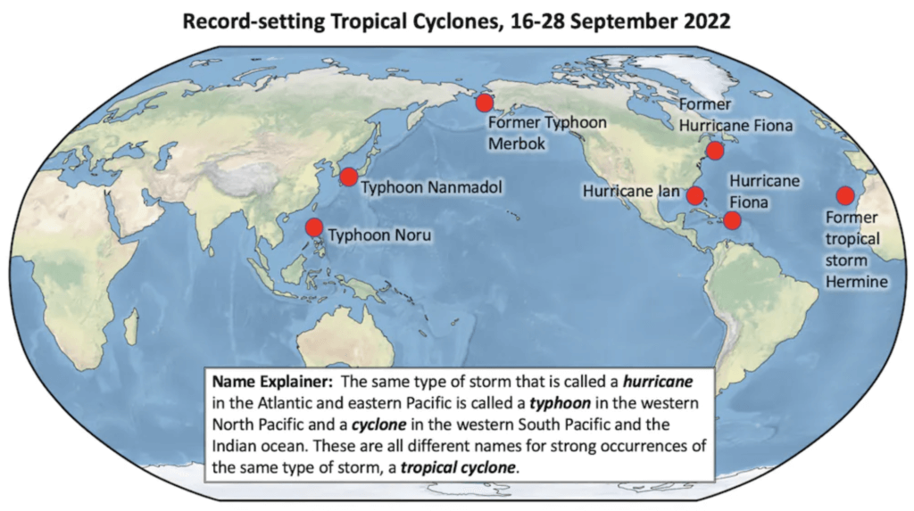 Record-setting cyclones in late September 2022.