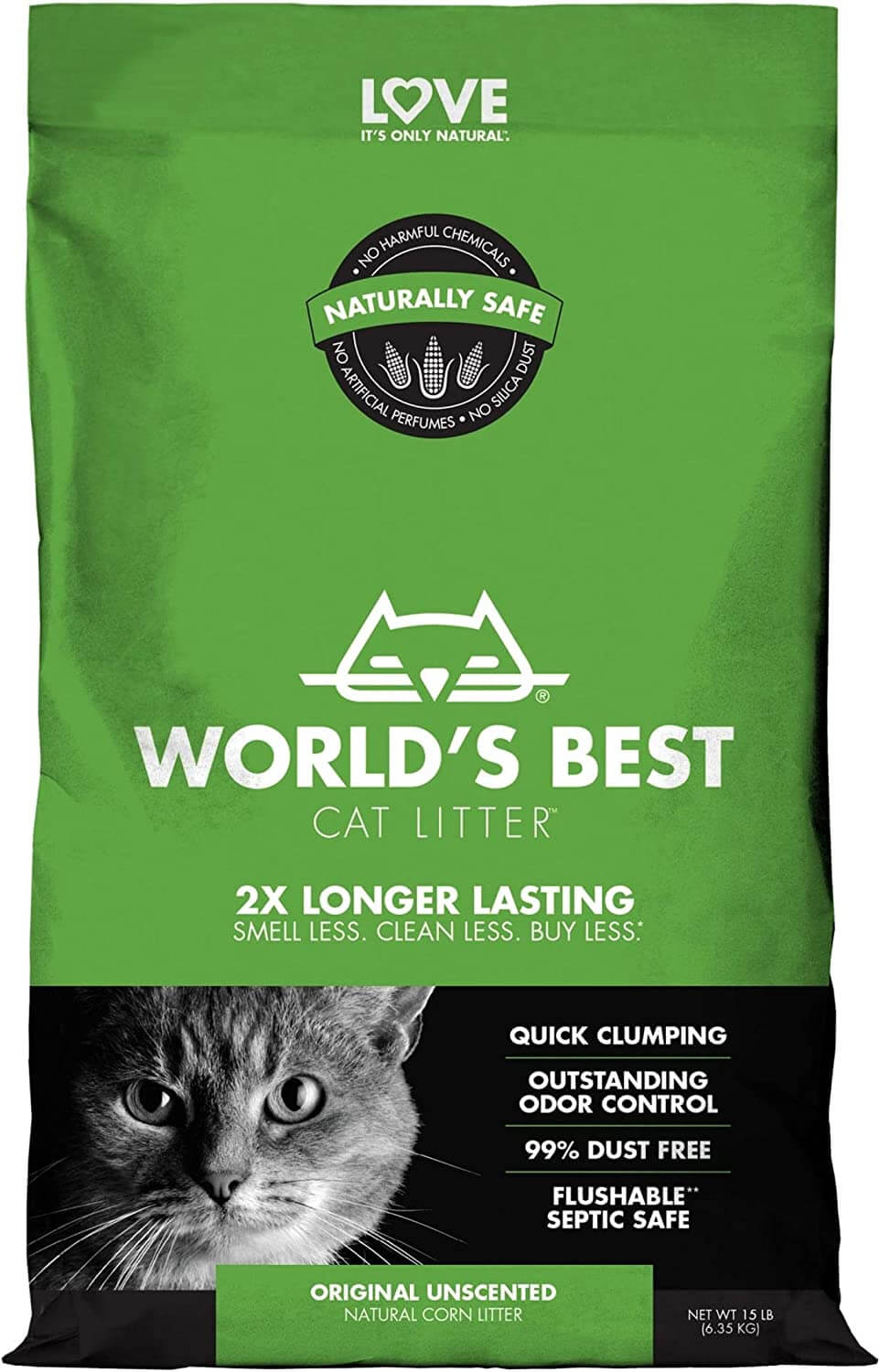 black and green bag of cat litter
