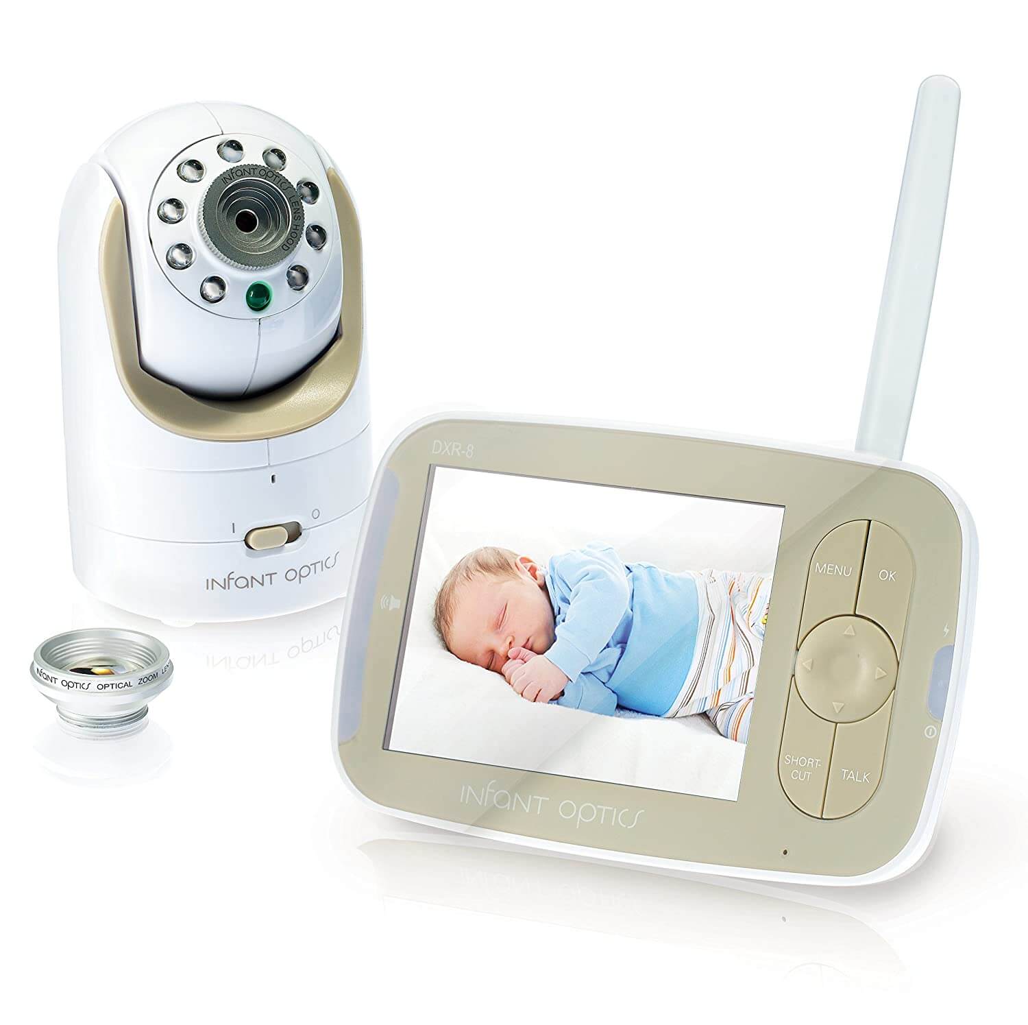 beige and white baby monitor and camera