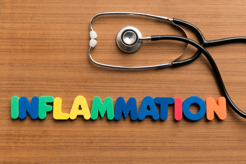 Inflammation spelled out with stethoscope
