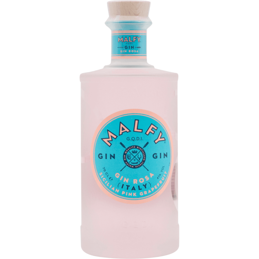 pink and blue bottle of gin