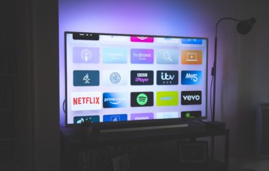 Smart TV with streaming apps on screen