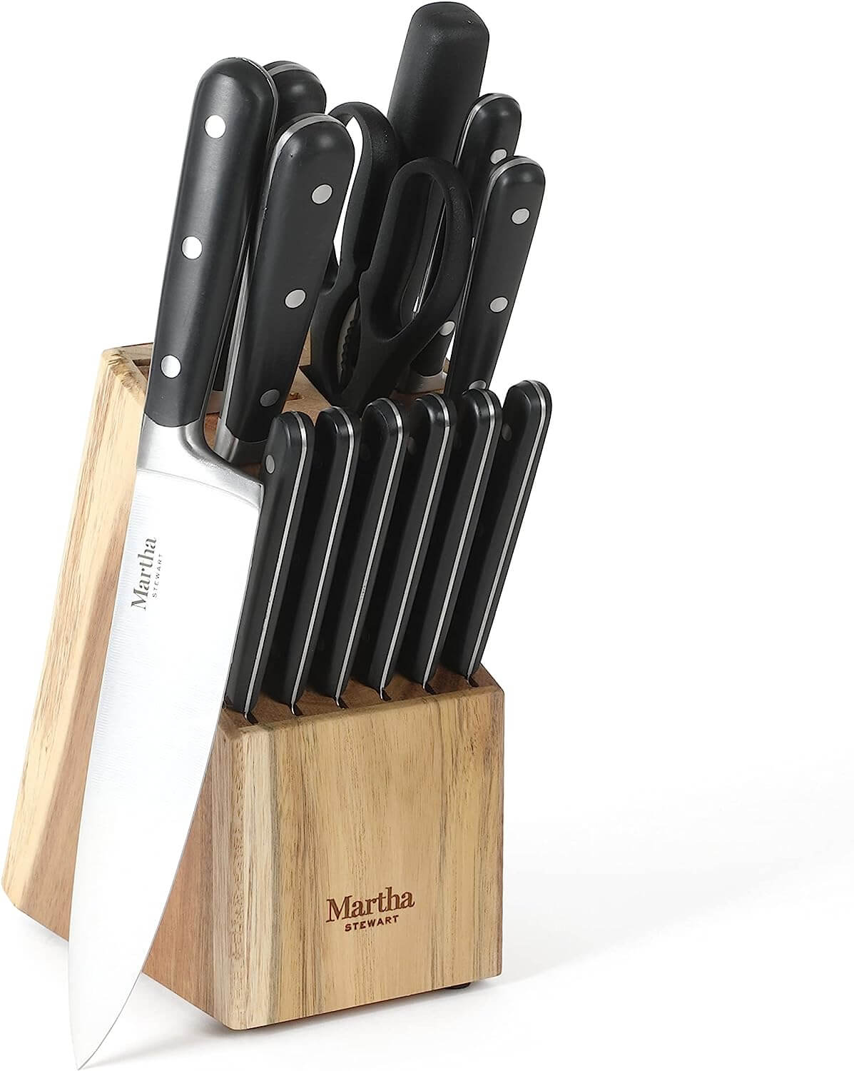 Martha Stewart Eastwalk 14 Piece High Carbon Stainless Steel Cutlery Knife Block Set