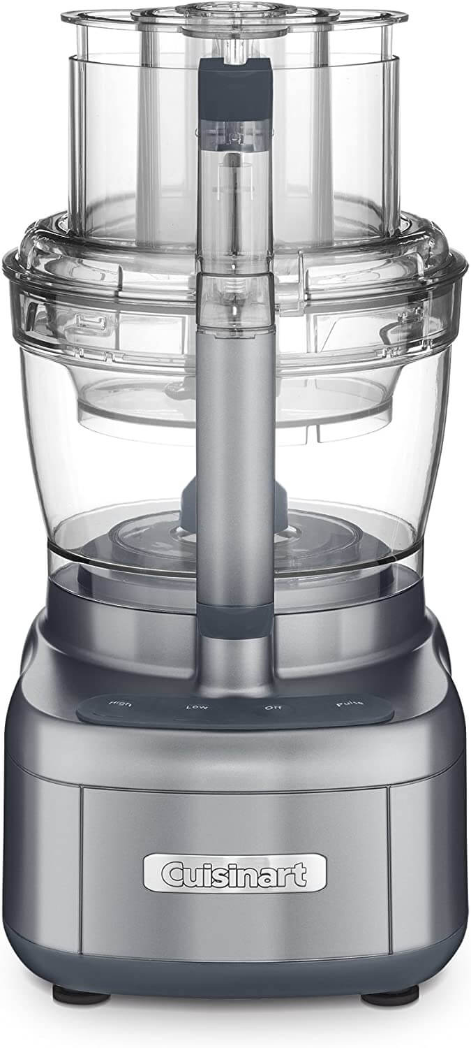 clear and silver empty food processor