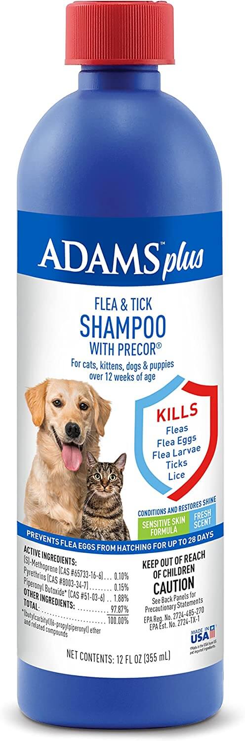 Adams Plus Flea & Tick Shampoo with Precor for Cats, Kittens, Dogs & Puppies