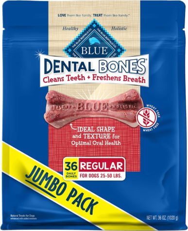 Blue Buffalo Dental Bones Regular Natural Dental Chew Dog Treats