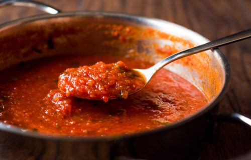 Pasta sauce being cooked in a pot