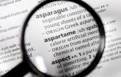 The word aspartame in a dictionary.