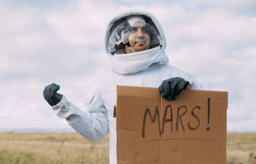 Astronaut hitchhiking to Mars