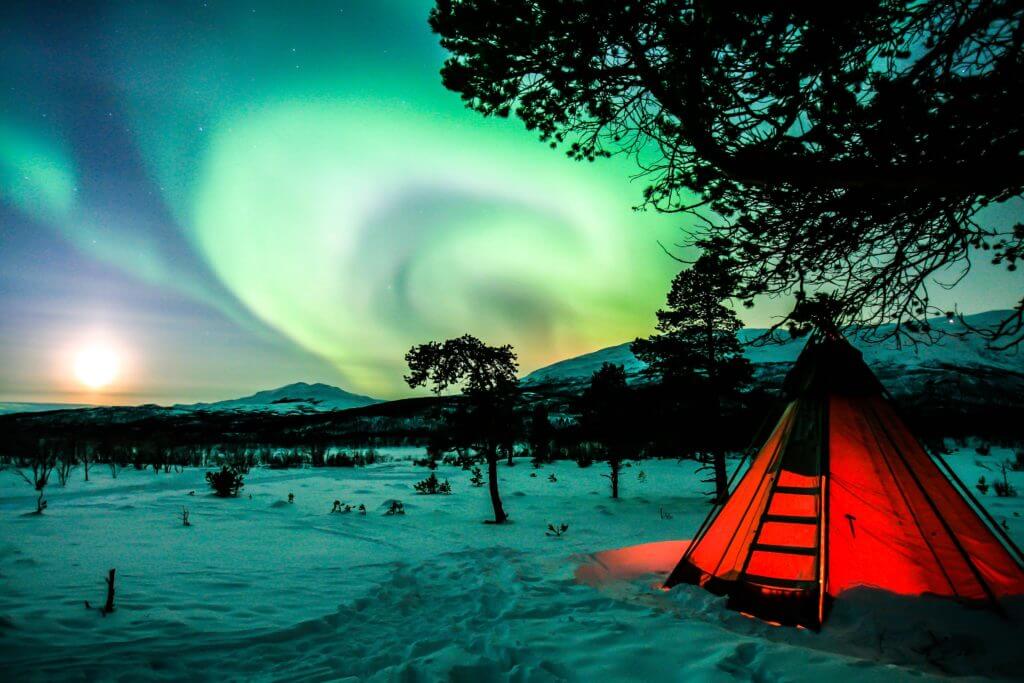 Northern Lights seen while camping in Abisko, Sweden.