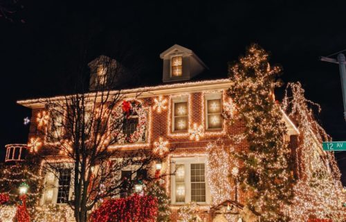 Christmas lights on house