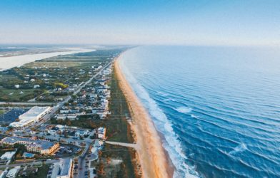 Aerial view from drone of Florida coastline.