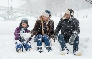 family in snow