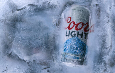 Coors Light beer in ice