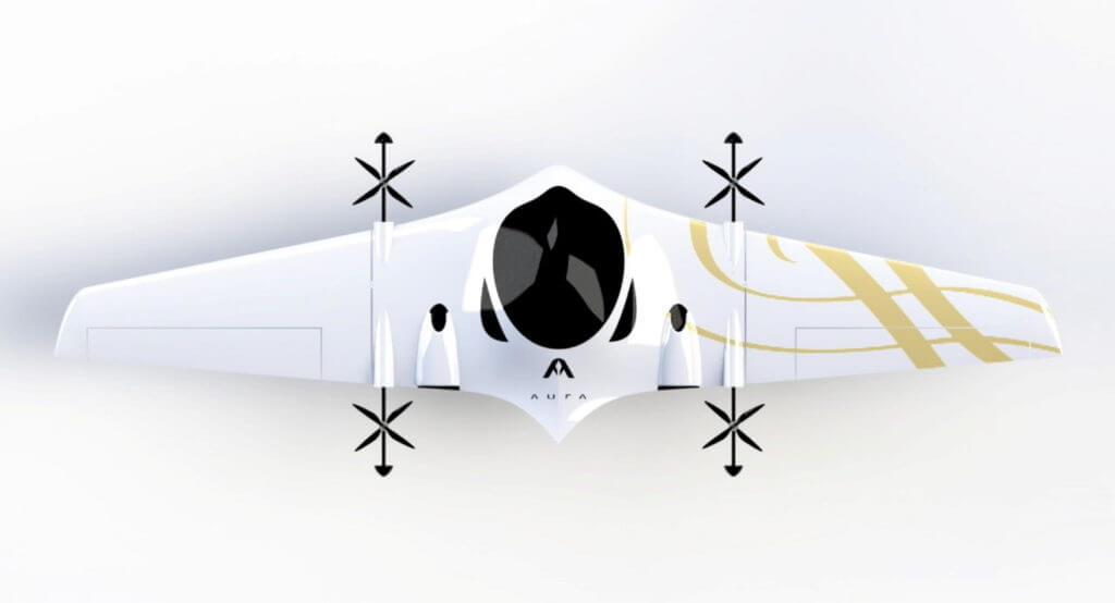 Overhead view of the Ranger vertical takeoff plane by Aura Aerospace.