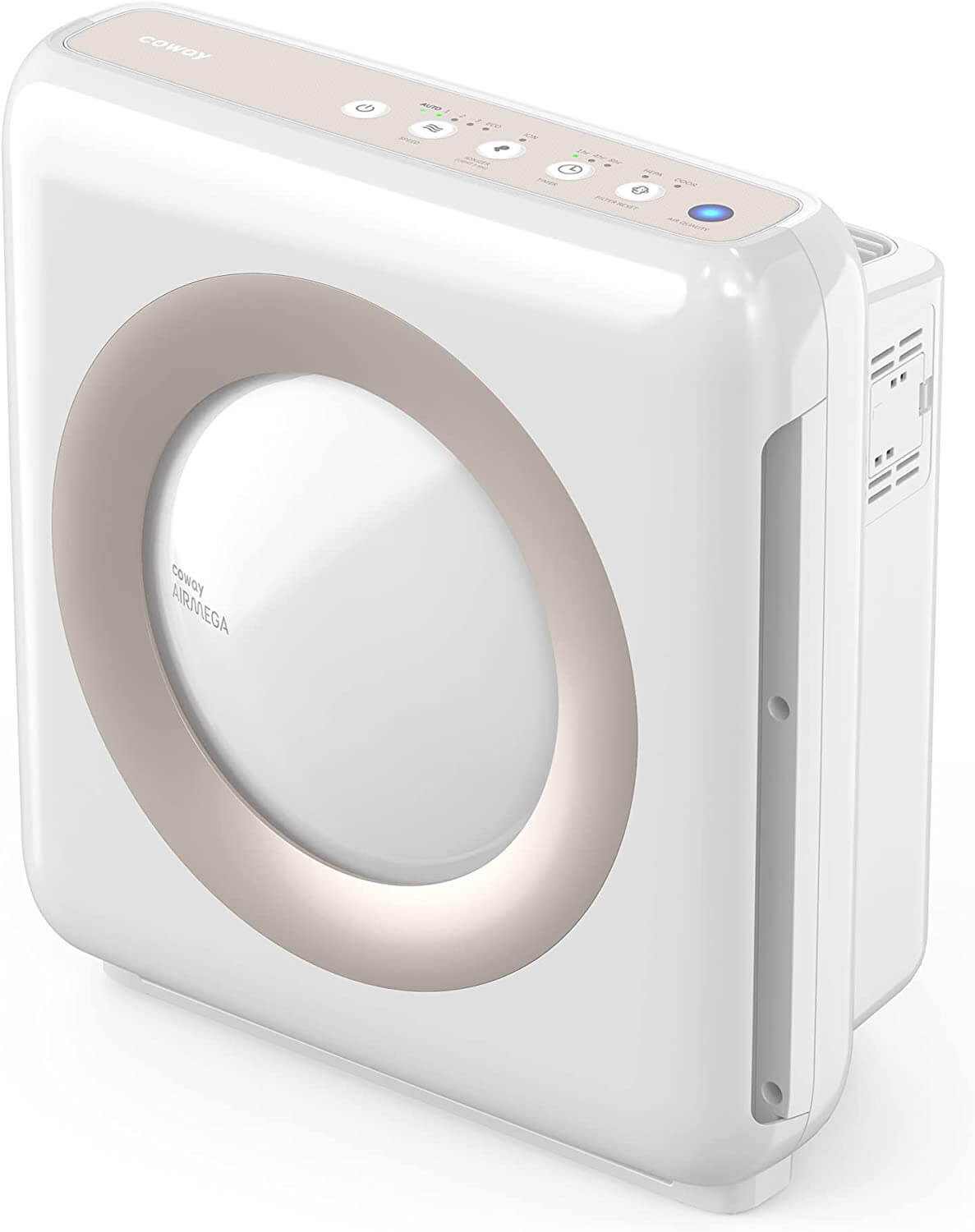 white and beige square shaped air purifier 