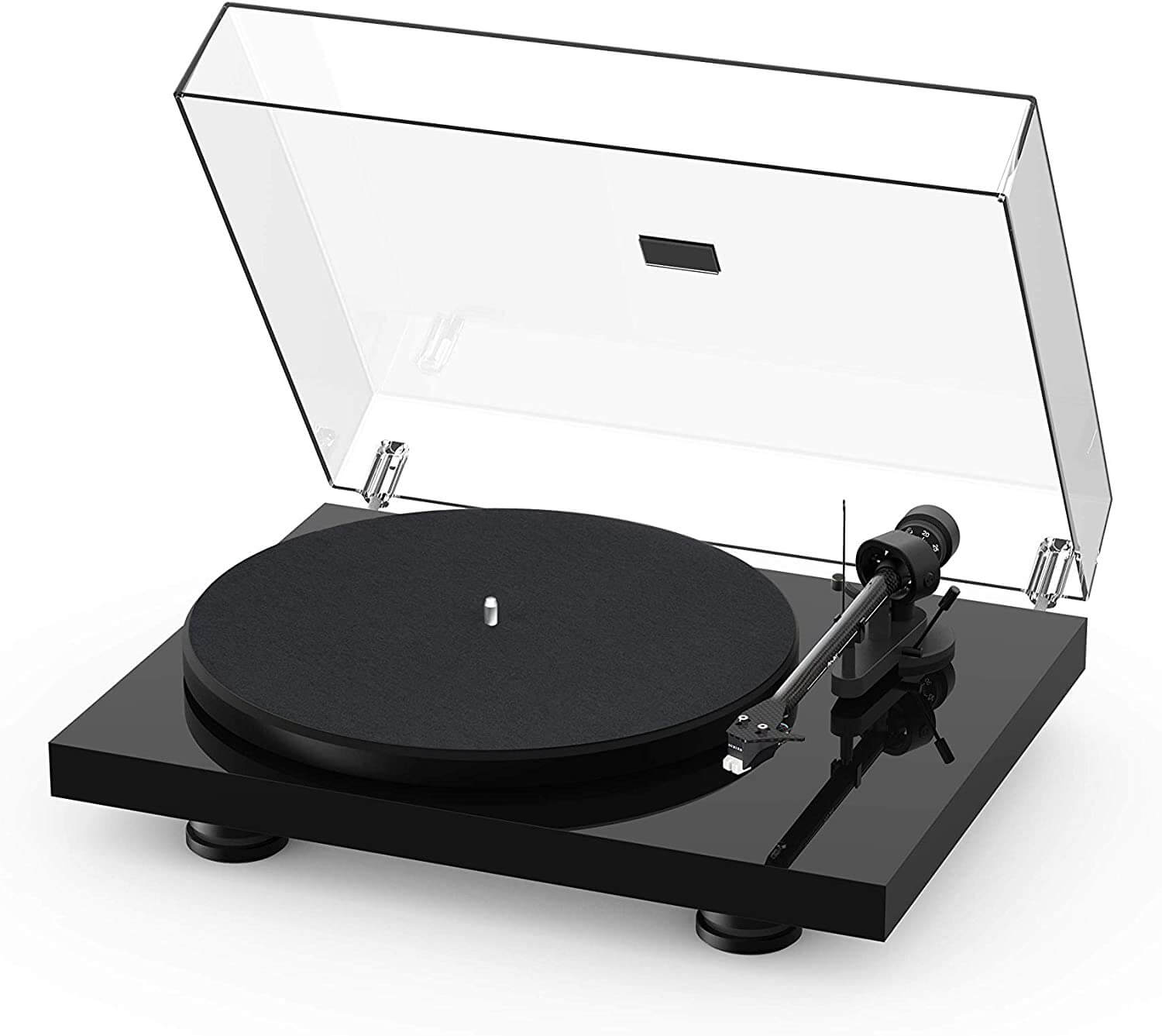 clear and black record player