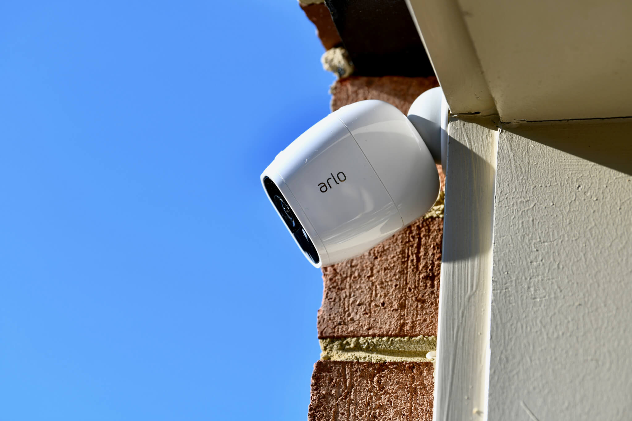 Arlo Home Security Camera System on outside of house