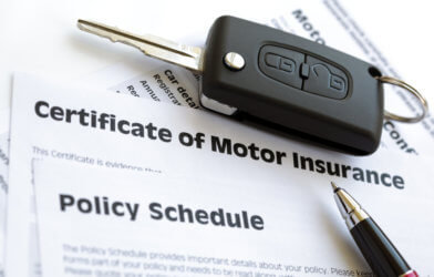 Car insurance policy with key