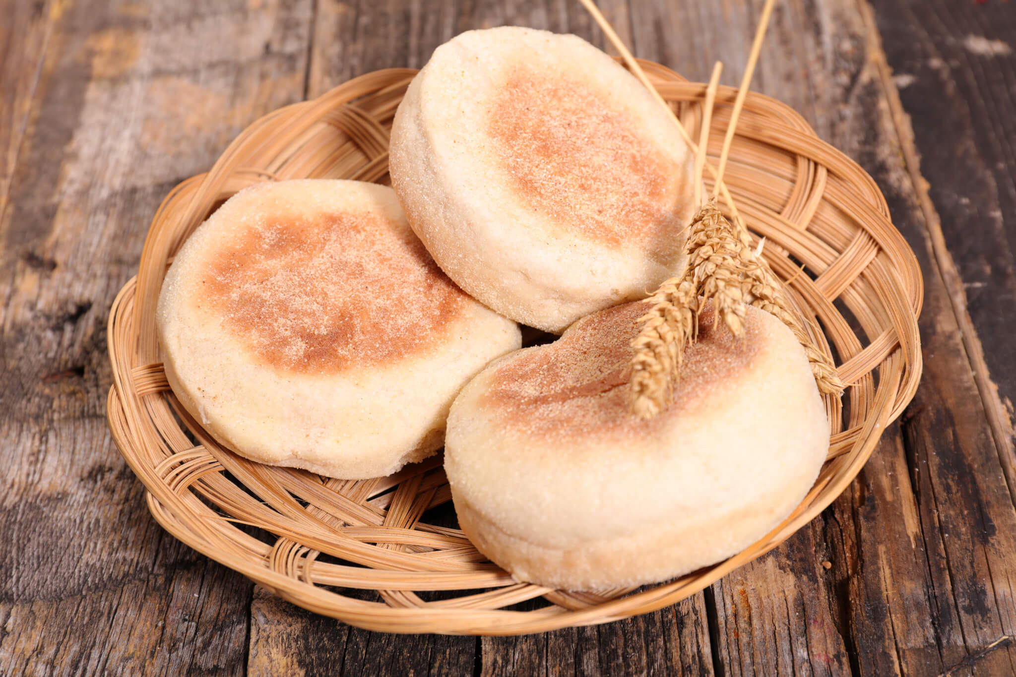 English muffins in a basket