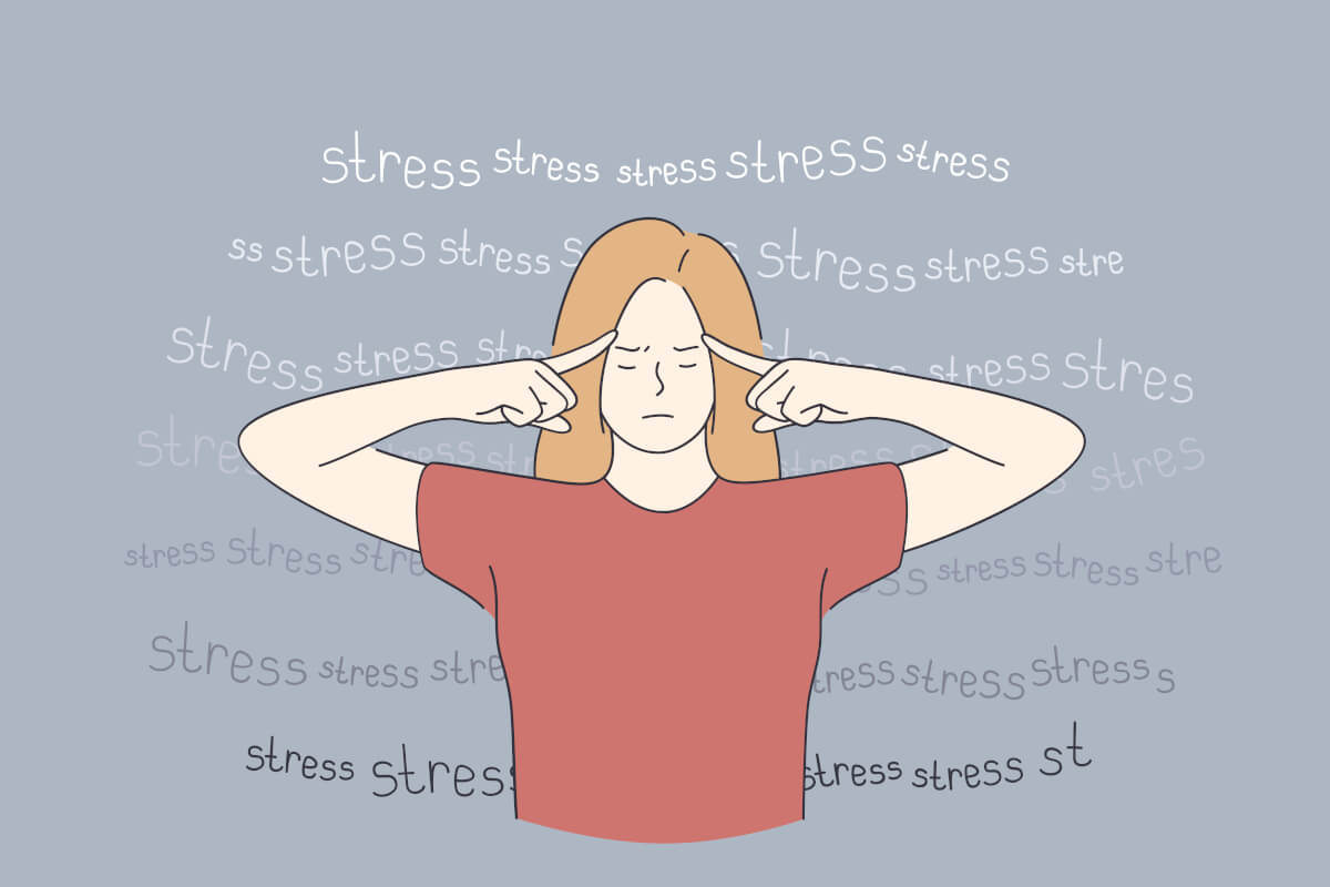 Illustration of woman battling stress