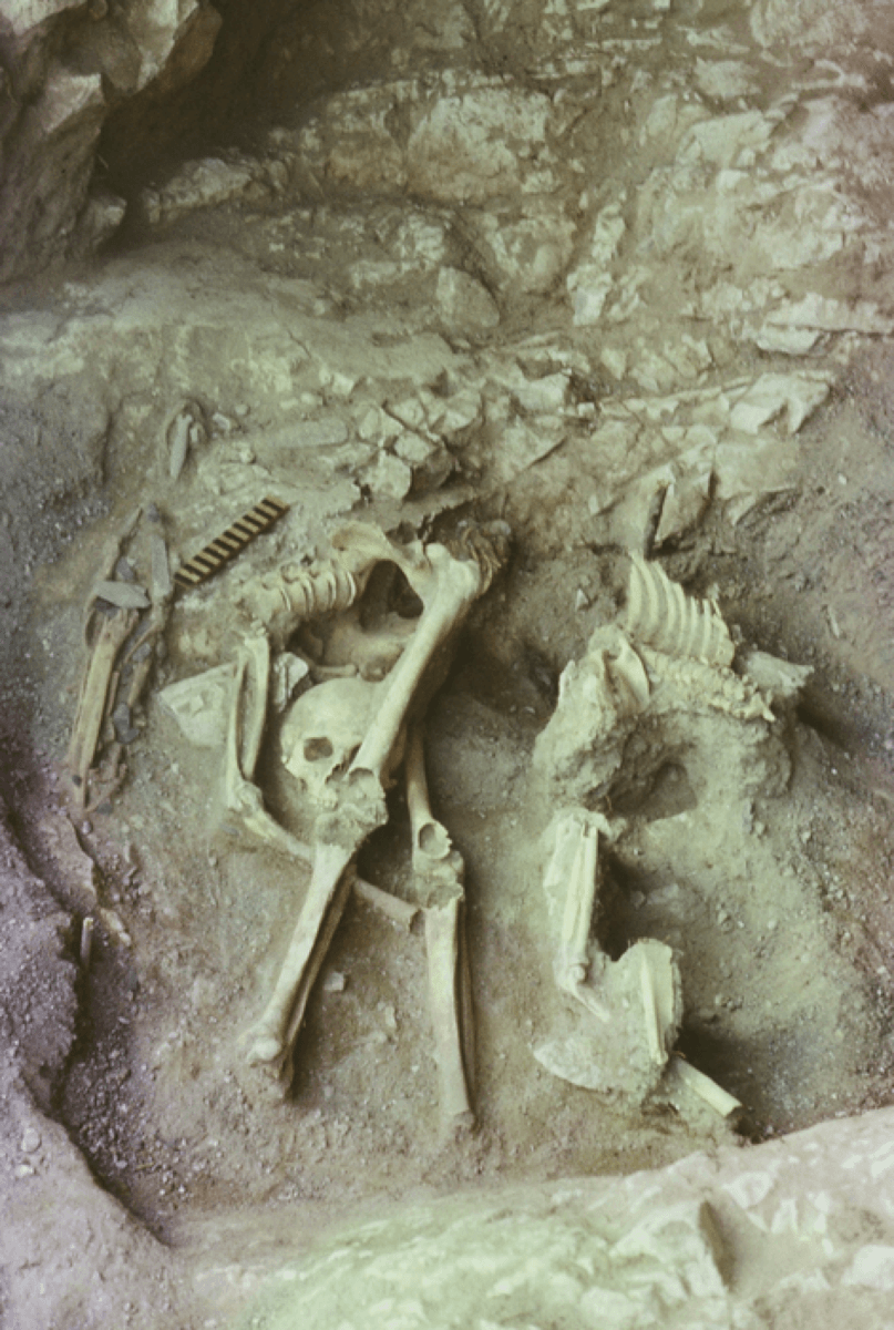 A human grave full of skeletal remains