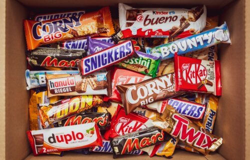 a pile of candy bars