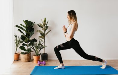Woman doing yoga in leggings