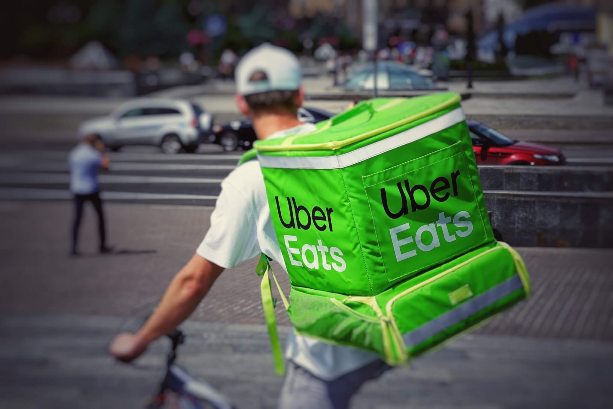 Uber Eats bike delivery driver
