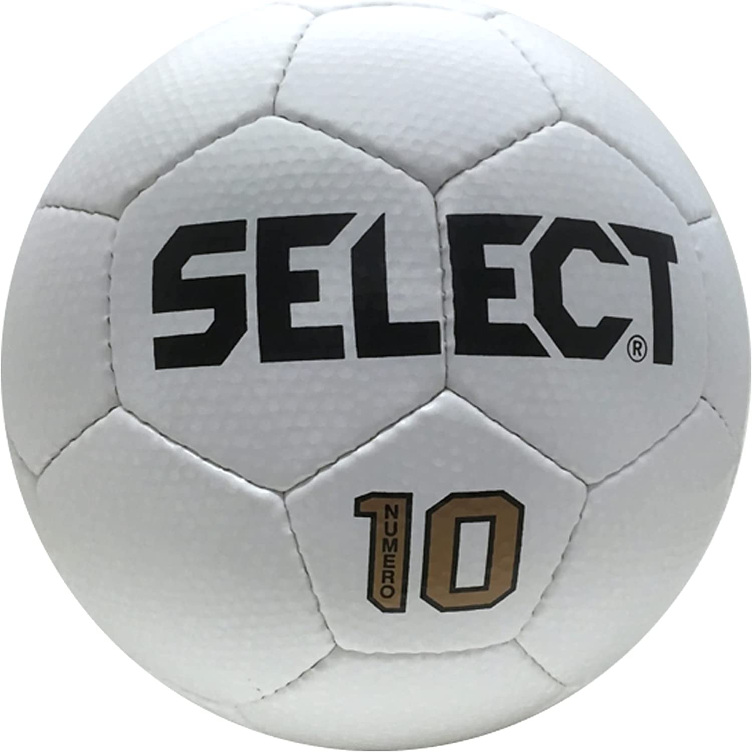 white soccer ball with black text