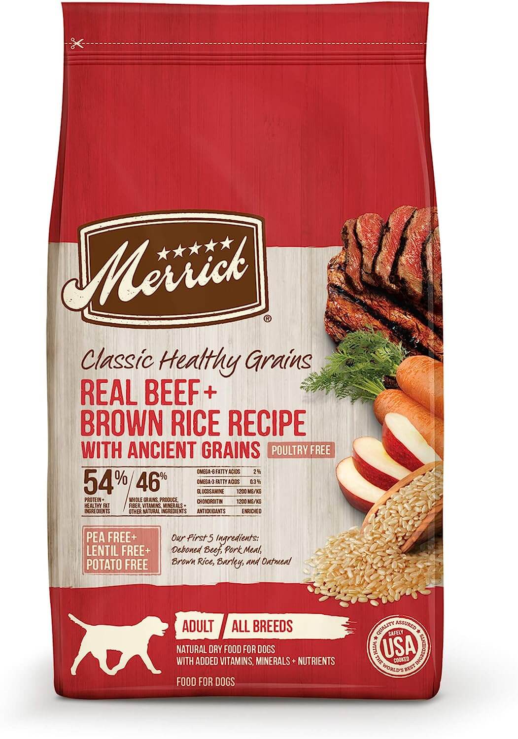 Merrick Classic Healthy Grains Dry Dog Food Real Beef + Brown Rice Recipe with Ancient Grains