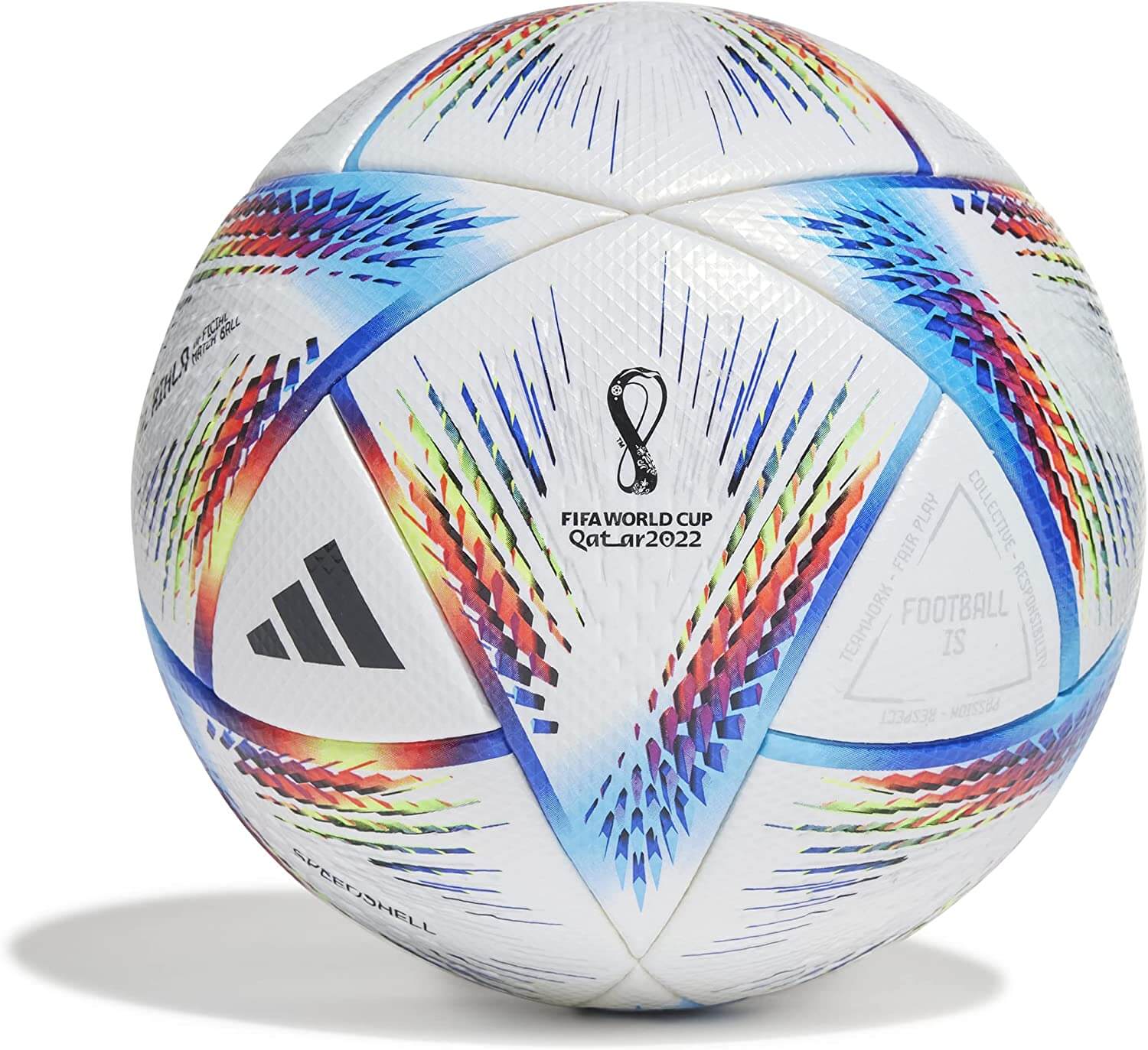 white and rainbow soccer ball