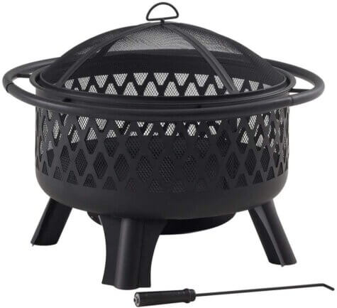 Hampton Bay Piedmont 30 in. Steel Fire Pit in Black with Cooking Grate
