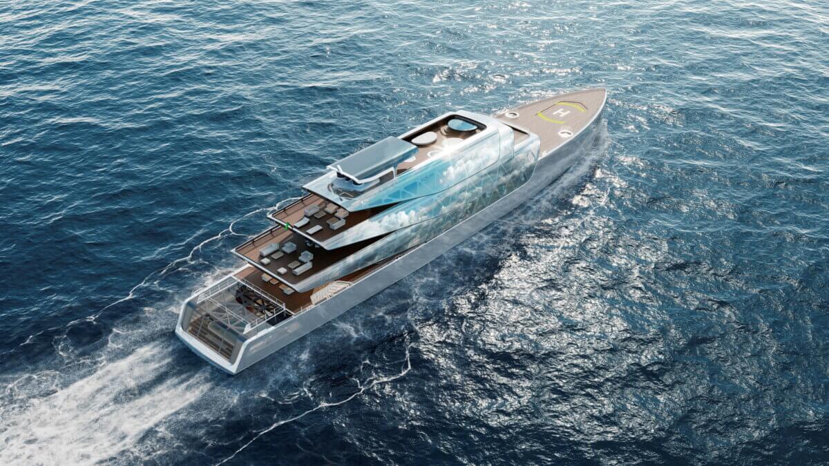 Conceptual view of Pegasus yacht from above