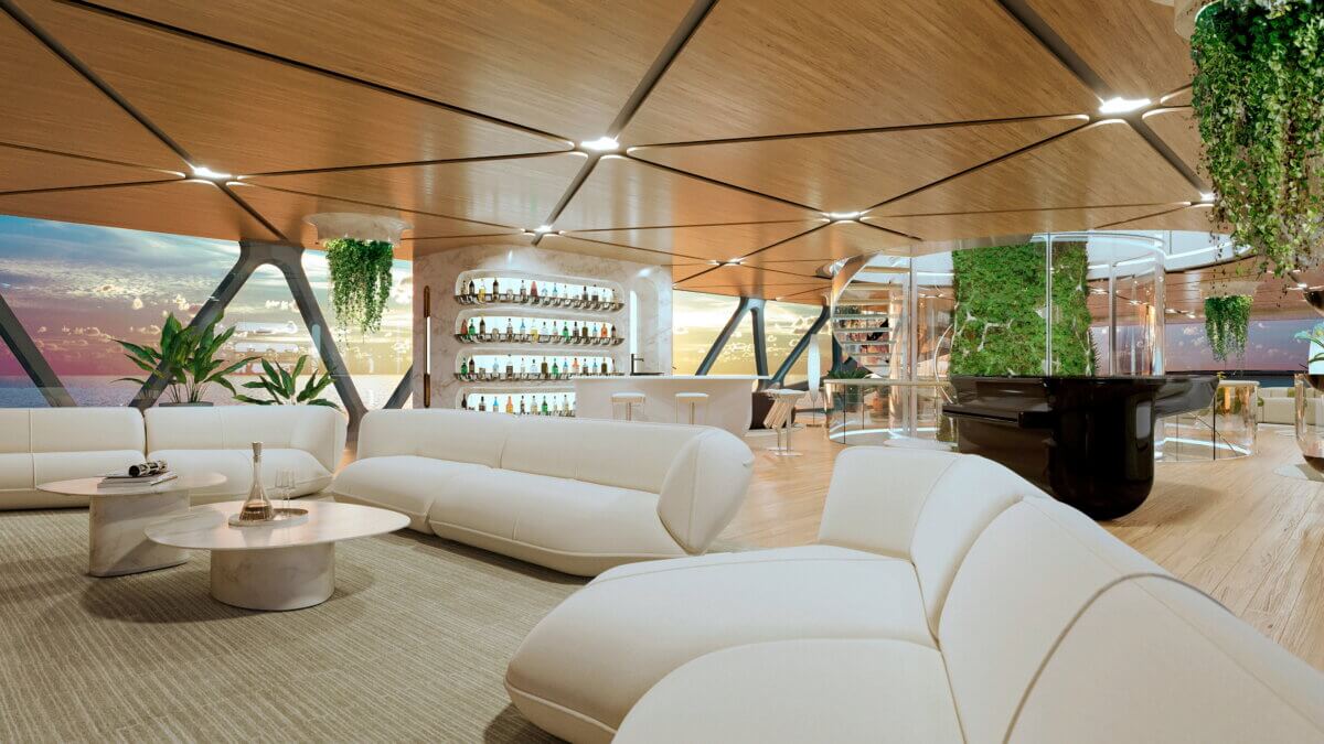 Conceptual image showing luxurious interior of Pegasus super yacht. 