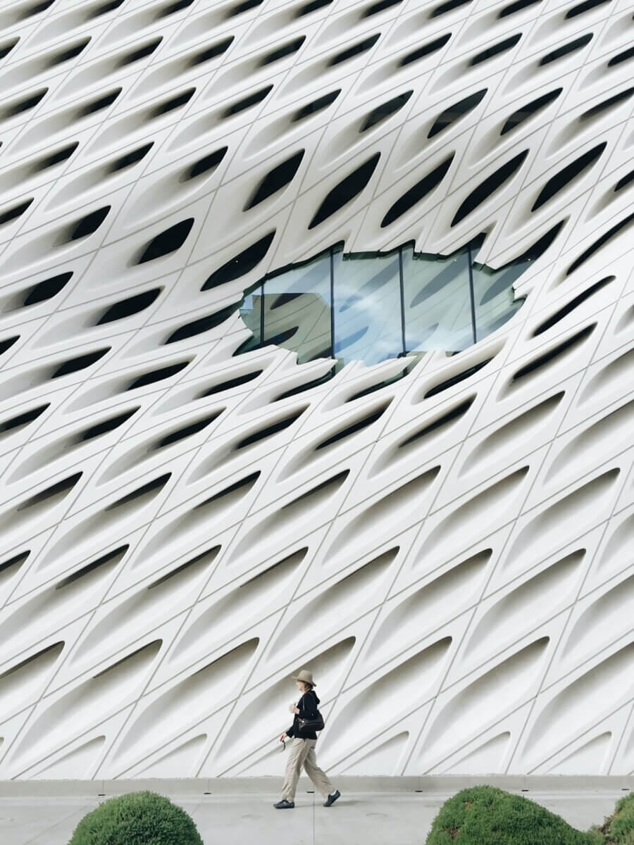 Person walking outside The Broad