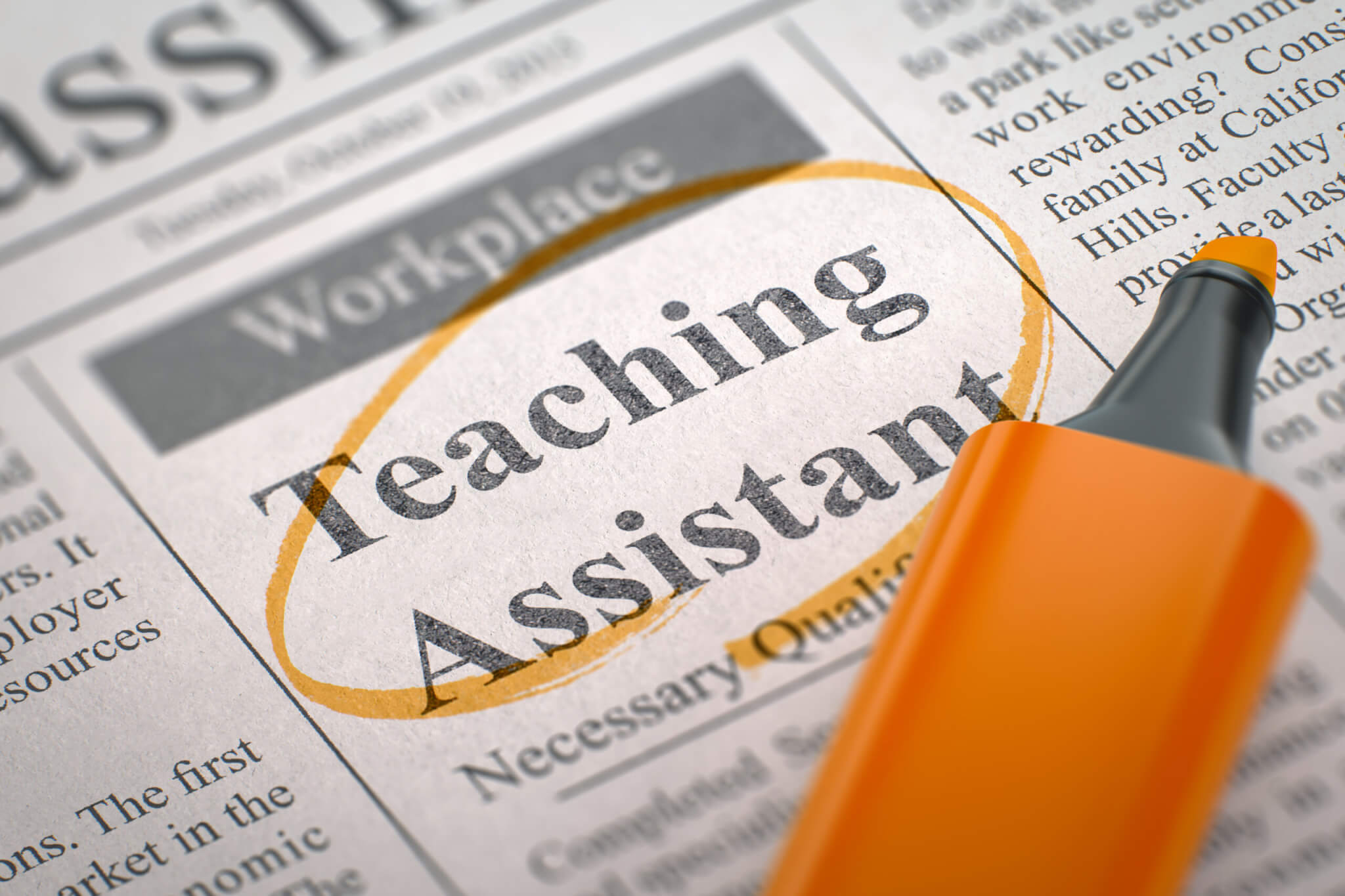 Teaching assistant newspaper classified ad
