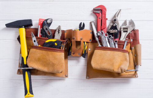 Tool belt filled with tools