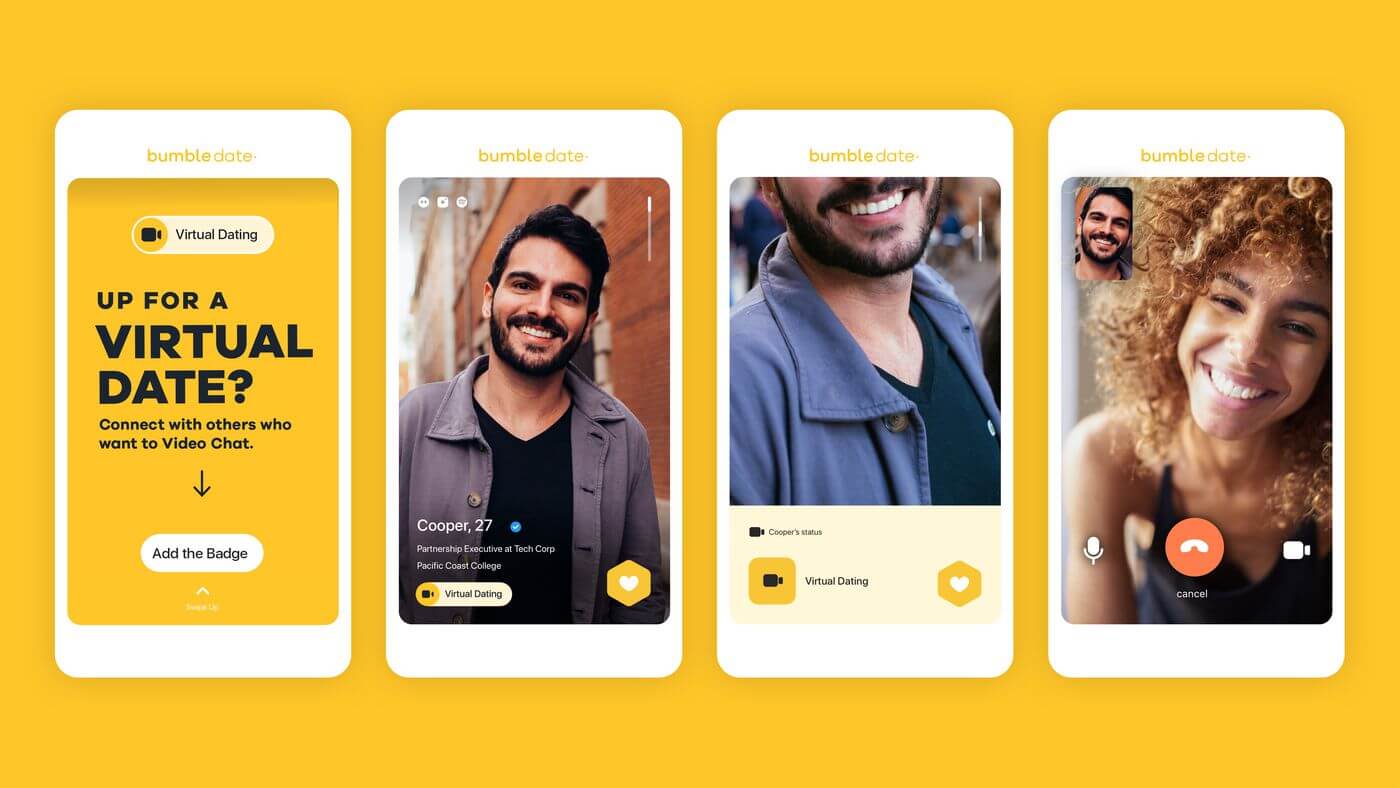 screenshots from bumble dating app