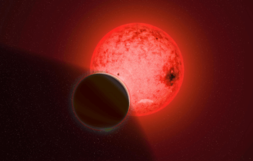 Gas giant planet orbiting a small red dwarf star