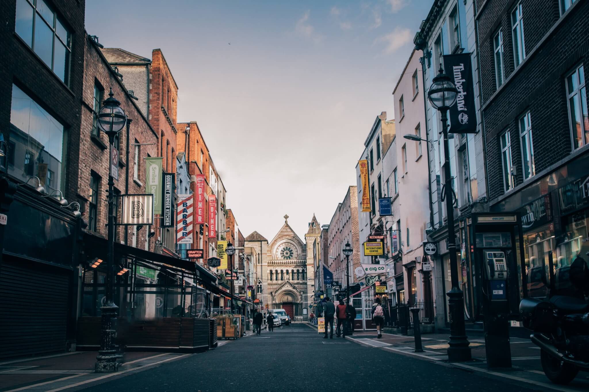 downtown street in Dublin, Ireland 