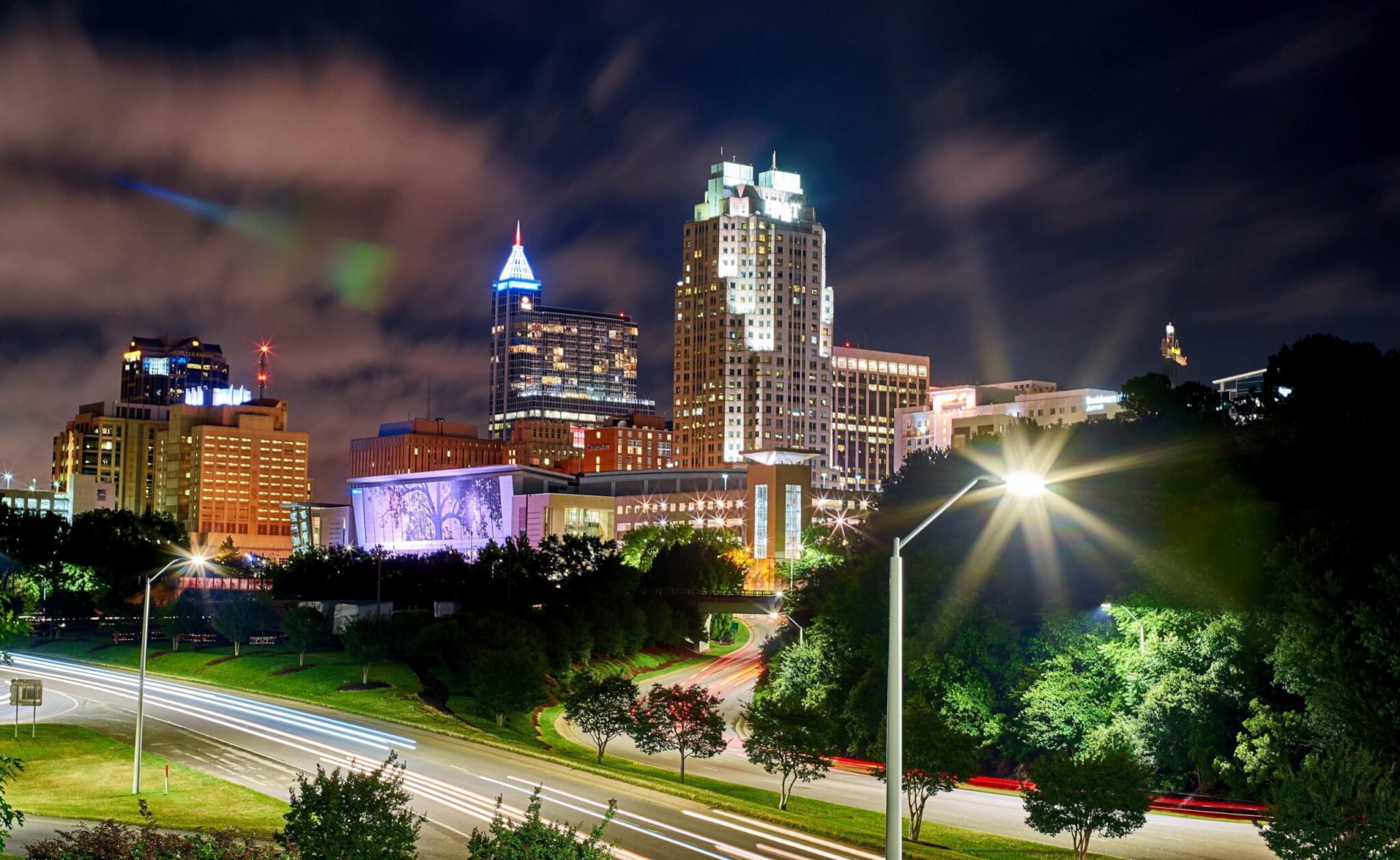 Raleigh downtown at night