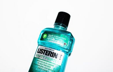 Bottle of Listerine mouthwash, best mouthwash