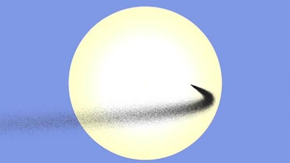 Simulation of space dust blocking out the Sun
