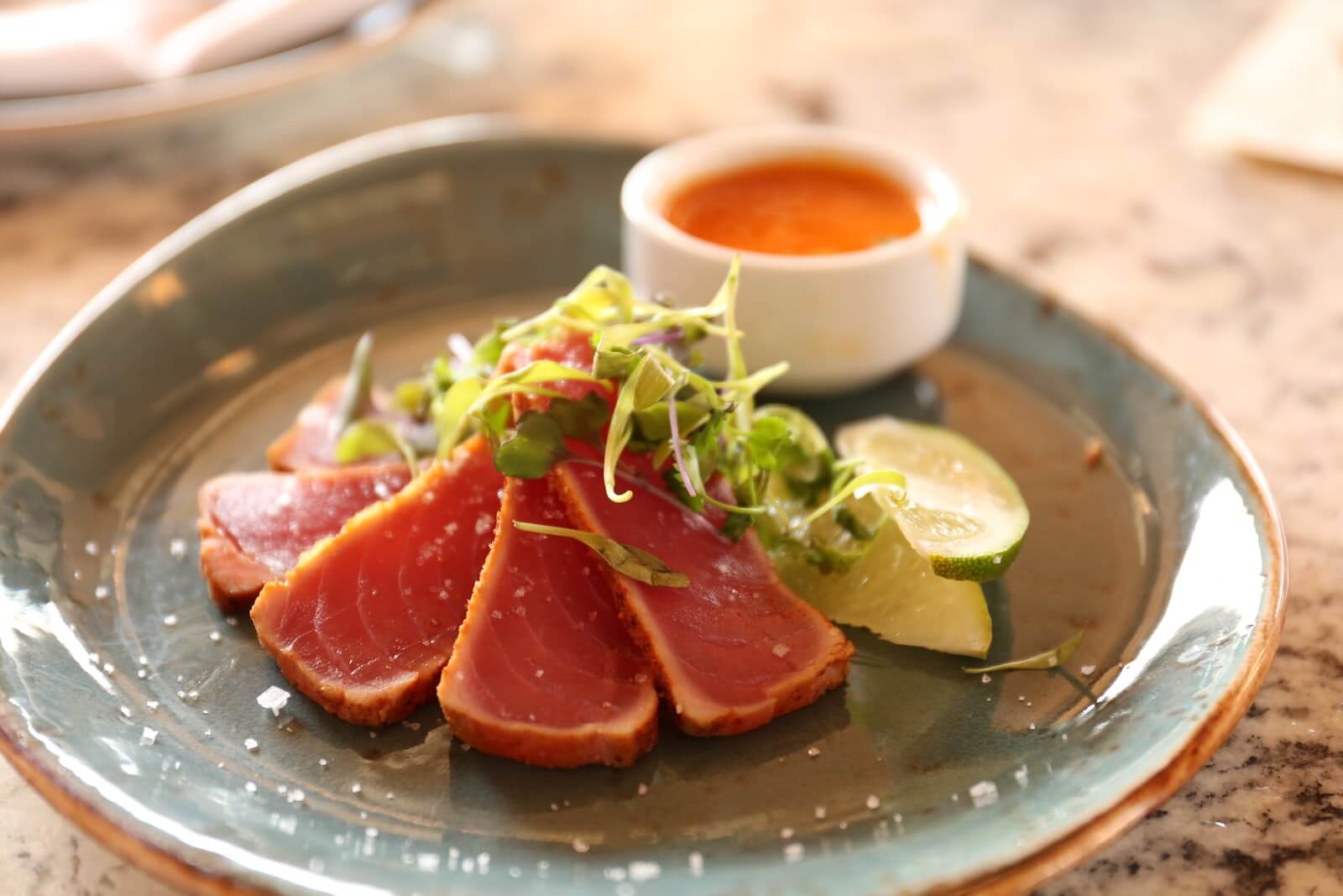 Seared tuna on a plate