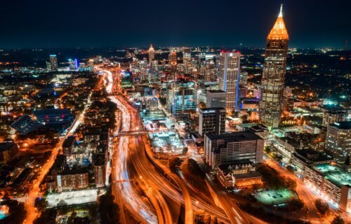 downtown city lights in Atlanta