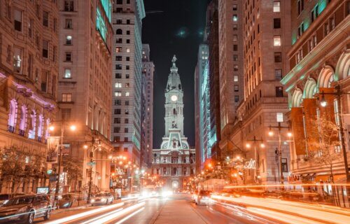 Downtown Philadelphia at night