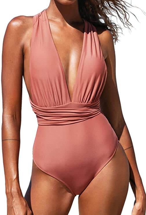 Cupshe Plunge Halter Tummy Control One Piece Swimsuit
