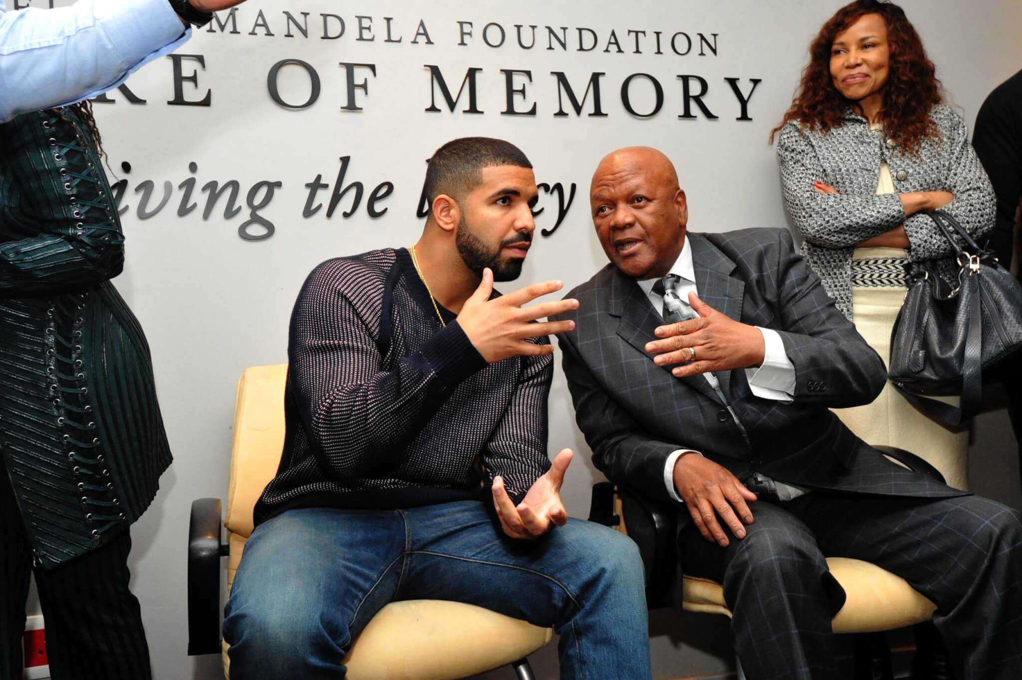Canadian Hip-Hip star Drake talks to South African Minister in the Presidency Jeff Radebe