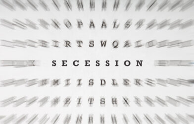 Word 'secession' in crossword letters with motion effect